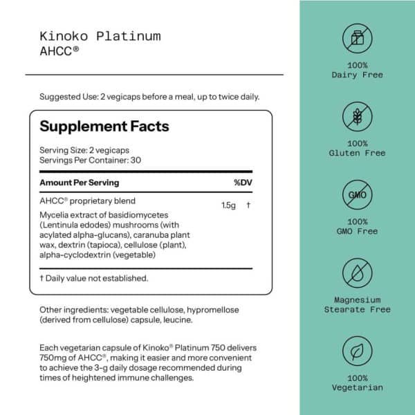 کپسول AHCC Kinoko مدل پلاتینیوم 60 تایی 750mg - خوشگل شو